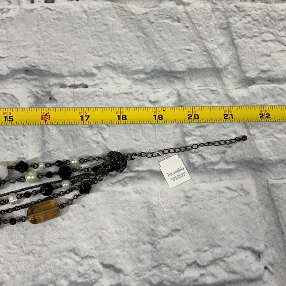 Lia Sophia Layered Beaded Necklace Brown black Pearl New NWT - Picture 8 of 11